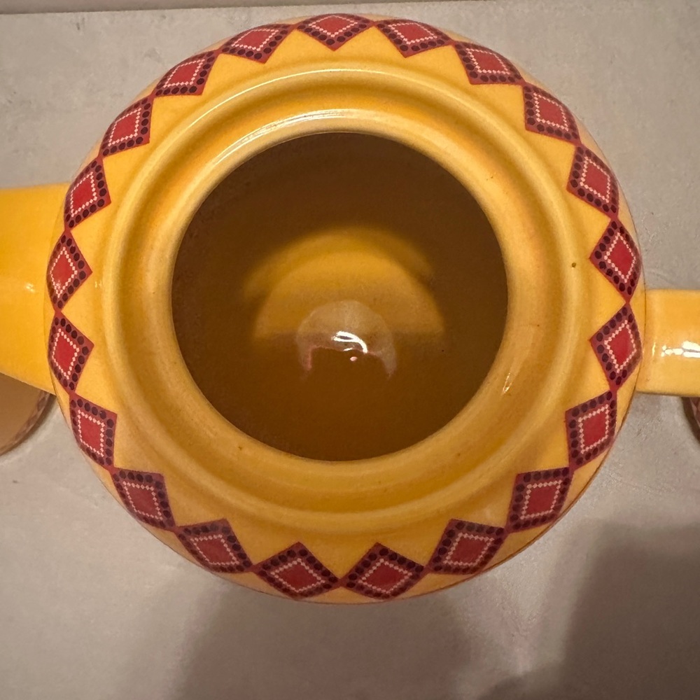 Ceramic Elephant Yellow & Red Tea Pot Set 4 Pcs Beehive Lid - Picture 7 of 8
